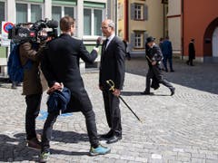 Daniel Faessler, neu gewählter Ständerat des Kantons Appennzell-Innerrhoden, gibt ein Interview nach der Landsgemeinde vom Sonntag in Appenzell.(KEYSTONE/Christian Merz).. (Bild: Keystone/CHRISTIAN MERZ)