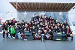 Die Oberwil Rebells gewinnen im Cup-Final gegen den SHC Grenchen-Limpachtal. (Bilder: Patrick Huerlimann, Zug, 27. April 2019)