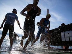 Teilnehmer des Ironman Switzerland kommen nach der Schwimmstrecke aus dem Zürichsee. Künftig wird der Anlass in Thun stattfinden. (Bild: Keystone/MELANIE DUCHENE)