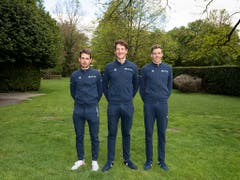 Sébastien Reichenbach, Stefan Küng und Kilian Frankiny (von links) sind an der 73. Tour de Romandie das Schweizer Trio des Teams Groupama-FDJ (Bild: KEYSTONE/ADRIEN PERRITAZ)