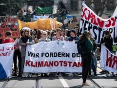 Ausrufung des Klimanotstands: Demonstrierende an der Manifestation vom Samstag in Bern. (Bild: KEYSTONE/EPA KEYSTONE/PETER SCHNEIDER)