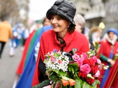 Alt Bundesrätin Ruth Metzler am Sechseläuten-Umzug 2019. (Bild: KEYSTONE/WALTER BIERI)