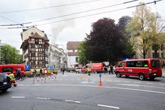 Die Kleinstadt ist grossräumig abgesperrt. (Bild: Jakob Ineichen, 2. Mai 2018)