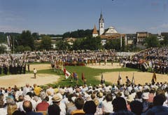 Das Gedenk-Schwinget «600 Jahre Schlacht bei Sempach» – Schwingfest mit eidgenössischem Charakter. (Bild: Schwingklub Rothenburg)