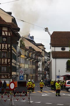 Die Kleinstadt ist grossräumig abgesperrt. (Bild: Jakob Ineichen, 2. Mai 2018)