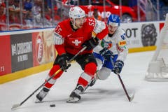 Erzielte das 8:0: Romain Löffel. (Bild: Estelle Vagne/freshfocus, Bratislava, 11. Mai 2019)