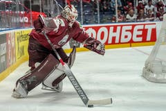 Der lettische Torhüter Elvis Merzlikins dürfte die meisten Schweizer bestens kennen. Der extrovertierte Schlussmann spielte lange für den HC Lugano. Kommende Saison wechselt er jedoch nach Nordamerika zu den Columbus Blue Jackets. (Bild: Andy Müller/freshfocus, Bratislava, 12. Mai 2019)