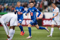 Später freute sich Vargas über seinen Treffer zum 2:0. (Bild: KEYSTONE/Ennio Leanza, Luzern, 12. Mai 2019)