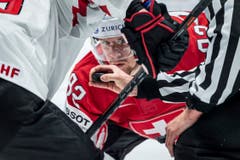 Immer den Puck im Fokus: Gaetan Haas. (Bild: Melanie Duchene / Keystone, Bratislava, 14. Mai 2019)