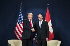 Donald Trump und Alain Berset am WEF in Davos 2018 (Bild: KEY)