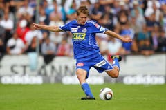 Lustenberger in der Partie gegen den FC Thun im Gersag Stadion in Emmenbrücke. (Bild: Philipp Schmidli, 29. August 2010)