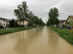 Wassermengen in Widnau. (FM1Today/Marc Hanimann)