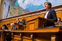 Flog mit 15 Stunden am wenigsten: Bundesrätin Simonetta Sommaruga. (KEYSTONE/Alessandro della Valle)