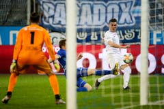 David Zibung, Torhüter, Note 5Ganz stark, wie er den Kopfball von Marchesano (67.) pariert. Ist aufmerksam und spielt gut mit.(Bild: Marc Schumacher / Freshfocus, Luzern, 22. Mai 2019)