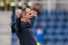 FCL-Trainer Thomas Häberli lässt seinen Emotionen freien Lauf. (Bild: Marc Schumacher / Freshfocus, Luzern, 22. Mai 2019)