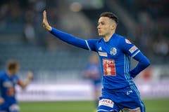 Ruben Vargas von Luzern feiert sein Tor zum 1:0. (Bild: Urs Flüeler / Keystone, Luzern, 22. Mai 2019)