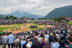 Die Schwingarena. (Bild: Philipp Schmidli, Oberdorf, 26. Mai 2019)