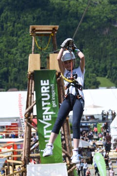 Ilvie Stöckli rast über das Seil. (Bild: Nadia Schärli/Luzerner Zeitung, 30. Mai 2019)