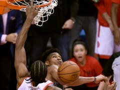 Der Superstar und wichtigste Spieler in den Reihen der Raptors: Kawhi Leonard (Bild: KEYSTONE/AP The Canadian Press/FRANK GUNN)