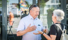 Amriswil TG - Verabschiedung von Stadtpräsident Martin Salvisberg, Feierabendbier mit der Bevölkerung.