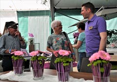 An der Iheimisch" kann man es wie hier Fabian Ehrler von der Gärtnerei Kuster Stans auch durch die Blume sagen. (Bild: Romano Cuonz, 31. Mai 2019)