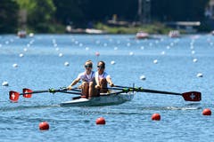 Frederique Rol und Patricia Merz gewinnen ihren Vorlauf im leichten Doppelzweier. (Bild: Urs Lindt/Freshfocus, Luzern, 31. Mai 2019)