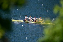 Augustin Maillefer, Paul Jacquot, Markus Kessler und Joel Schürch werden im Vierer-ohne starke Dritte. (Bild: Urs Lindt/Freshfocus, Luzern, 31. Mai 2019)