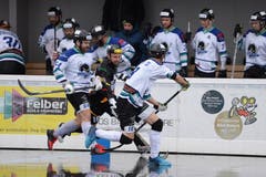 Streethockey: NLA-Playoff-Final zwischen Oberwil Rebells gegen Grenchen in der Sika Rebells Arena in Zug. (Bild: Maria Schmid, Zug, 5. Mai 2019 )
