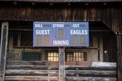 Die Anzeigetafel im Ballpark des Baseball- und Softballclub Eagles Luzern. Bild: Boris Bürgisser (Luzern, 25. April 2019)Boris Bürgisser / LZ