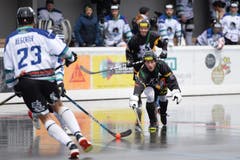 Streethockey: NLA-Playoff-Final zwischen Oberwil Rebells gegen Grenchen in der Sika Rebells Arena in Zug. (Bild: Maria Schmid, Zug, 5. Mai 2019 )
