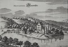 Das Schloss Mauensee im 17. Jahrhundert. Kupferstich von Caspar Merian. (Bild: Privatbesitz Franz Peter/ Mauensee)