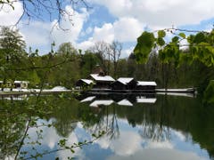 Frühling mit weisser Haube bei den Drei Weihern in St. Gallen. (Bild: Bruno Bischof)