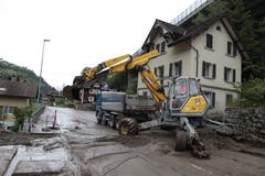 In Gurtnellen löste das viele Wasser eine Schlammlawine aus. (Bild: Florian Arnold, Gurtnellen, 11. Juni 2019)
