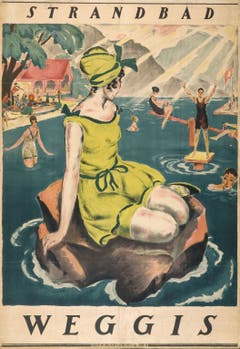 Nostalgische Erinnerung an die Eröffnung des Strandbades Weggis. (Bild: Gemeinde Weggis)