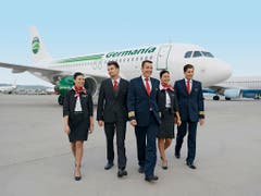 Die Fluggesellschaft Germania war vor ihrer Insolvenz auch in der Schweiz freudig an den Start gegangen. (Bild: KEYSTONE/PPR/GERMANIA FLUG AG / GERRY EBNER)