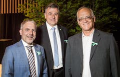 Bankrat Roman Giuliani, Grossratspräsident Kurt Baumann und dem selbständigen Berater Christoph Tobler an der Partizipanten-Versammlung 2019 in der Bodenseearena in Kreuzlingen.