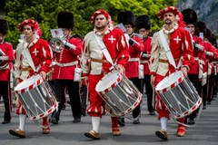 Die Stadtmusik Sursee bei der Parademusik. (Bild: Philipp Schmidli, Hergiswil, 15. Juni 2019)