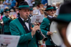 Die Feldmusik Beckenried bei der Parademusik. (Bild: Philipp Schmidli, Hergiswil, 15. Juni 2019)