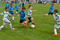 FCK Family Day in Kreuzlingen: Hier spielen die Bambini des FC Kreuzlingen gegen die der AS Calcio (blau). (Bild: Donato Caspari)
