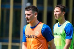 Stefan Knezevic und Remo Arnold (rechts). (Bild: Martin Meienberger / Freshfocus, Luzern, 17. Juni 2019)