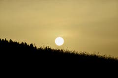Die untergehende Sonne mit Saharastaub. Aufgenommen in Speicher auf dem Weg zur Hohen Buche. (Bild: Klaus Stadler)