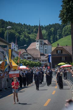 Die MG Pfaffnau am Kantonal-Musiktag. (Bild: Roger Grütter, Altishofen, 2. Juni 2019)