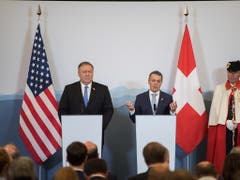 US-Aussenminister Mike Pompeo (links) mit Bundesrat Ignazio Cassis in Bellinzona. (Bild: KEYSTONE/EPA KEYSTONE / TI-PRESS/SAMUEL GOLAY)