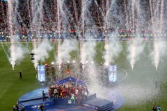 Da wird ganz schön gefeiert, im Wanda Metrpolitano Stadium. (Bild: Armando Franca/AP Photo)