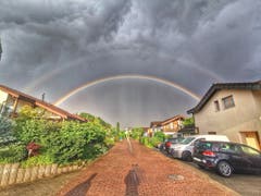 Traumhaft: Dieser Regenbogen war am Himmel über Inwil zu beobachten. (Bild: Brigitte Banz, 20. Juni 2019)