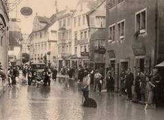 Die westliche Hauptstrasse 1926 mit Blick Richtung Jakobsbrunnen.