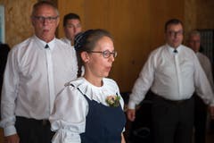 Der Jodlerklub Heimelig Baar beim Einsingen. (Bild: Dominik Wunderli, Horw, 29. Juni 2019)