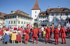 Der feierliche Einzug an die Gedenkfeier zur Schlacht von Sempach. (Bild: Urs Flüeler, Sempach, 30. Juni 2019)