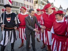 Bundesrat Ignazio Cassis im Städtchen Sempach anlässlich des 633. Jahrestages der Schlacht gegen die Habsburger. (Bild: Urs Flüeler, Sempach, 30. Juni 2019)