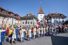 Der feierliche Einzug an die Gedenkfeier zur Schlacht von Sempach. (Bild: Urs Flüeler, Sempach, 30. Juni 2019)